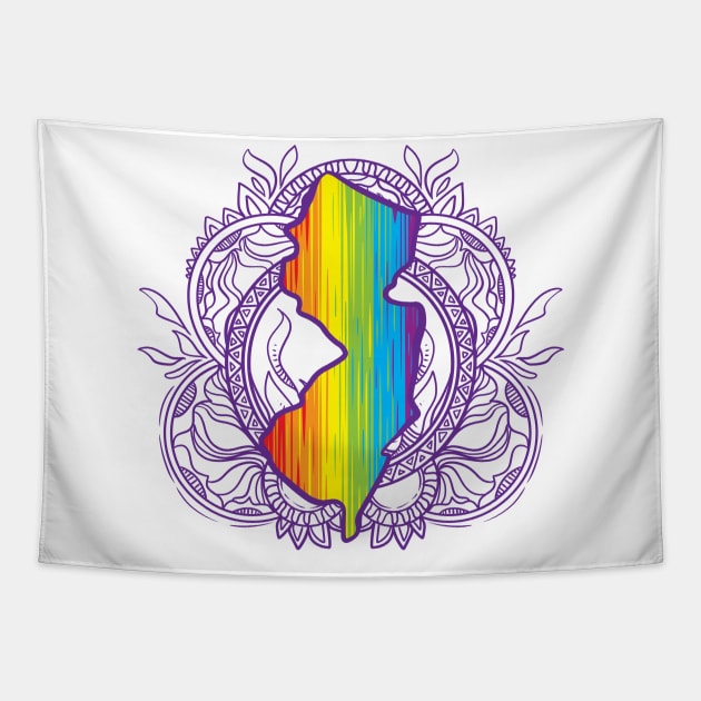 New Jersey Mandala Pride Tapestry by Manfish Inc.