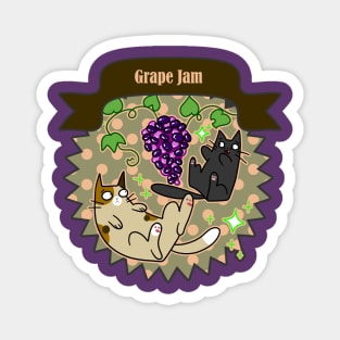 Grape Jam - Cute Cats and Grapes Canning Label Magnet