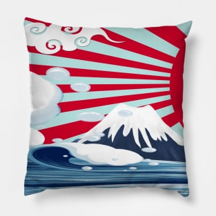 japan fuji ocean wave Pillow