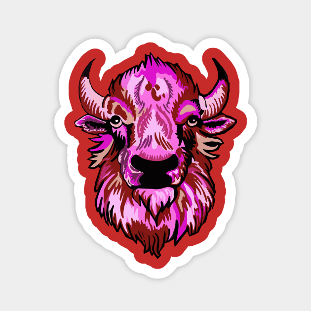 Mindful Vivid Buffalo in Pink & Red Magnet by vividbuffalo