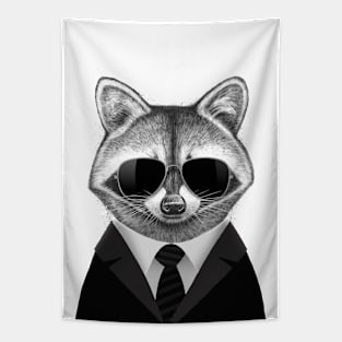 Raccoon in black Tapestry