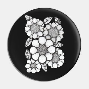 Flowers, stylised black and white daisies Pin