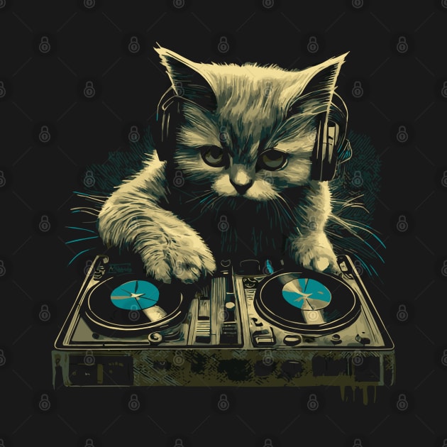 Cat DJ - Blue Kitty - DJ Cat - Deadmau5 - Deadmouse by Barn Shirt USA