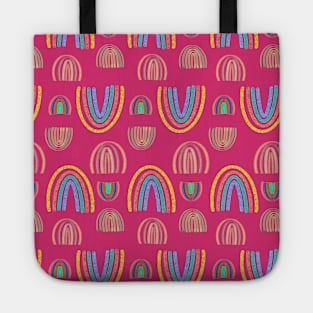 Hot Pink Boho Rainbows fuchsia crazy 80s chick Tote