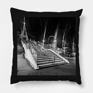 London at Night - Black and White Pillow