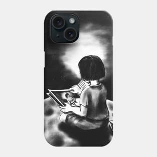 Girl reading a book in space Phone Case