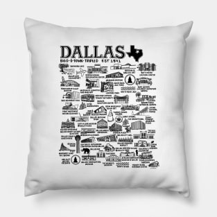 Dallas Texas Map Art Pillow