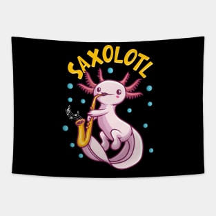 Saxolotl Sax Playing Axolotl Pun Walking Fish Tapestry