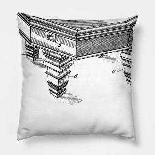 Pool Table Vintage Patent Hand Drawing Pillow