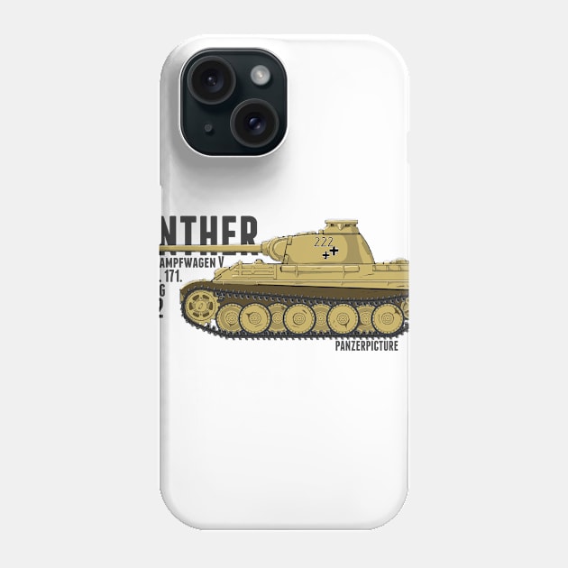 Panther Ausf.G 222 T-Shirt Phone Case by Panzerpicture