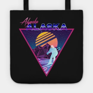 Retro Vaporwave Ski Mountain | Alyeska Alaska | Shirts, Stickers, and More! Tote