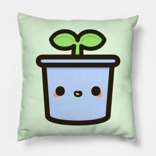 Cute sprout in pot Pillow