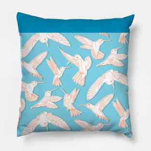 Blue Riso Hummingbirds Pillow