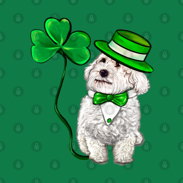 Top 10 best Irish Gifts Sailor Cavapoo cute funny dog in tuxedo hat Clover Shamrock Green three leaf Shamrock Clover by Artonmytee