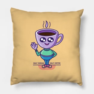 Half human, half coffee character Pillow