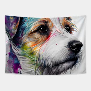 Watercolor Jack Russell Terrier with Rainbow Colors Tapestry