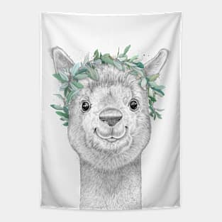 Alpaca with wreath Tapestry