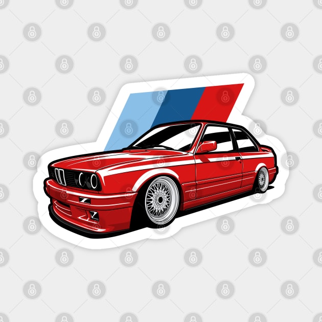 Red E30 Classic Coupe Magnet by KaroCars