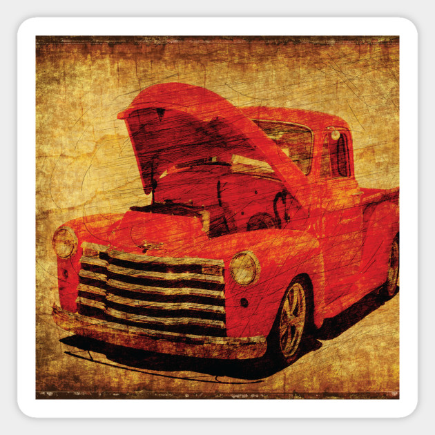 Vintage Red Truck Pop Art Vintage Red Truck Sticker Teepublic