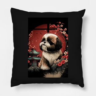 Super Cute Shih Tzu Portrait - Japanese style Pillow
