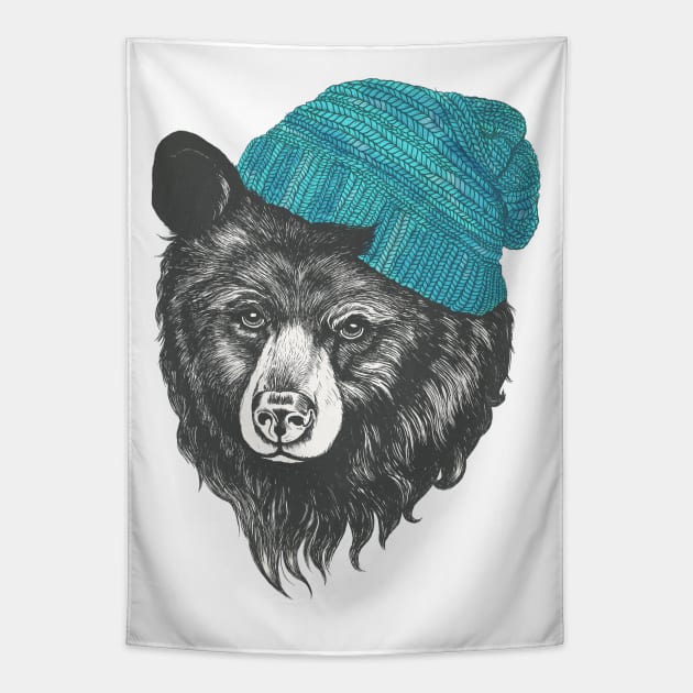 Bear in Blue Tapestry by LauraGraves