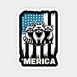 Funny Raccoon American Flag Magnet