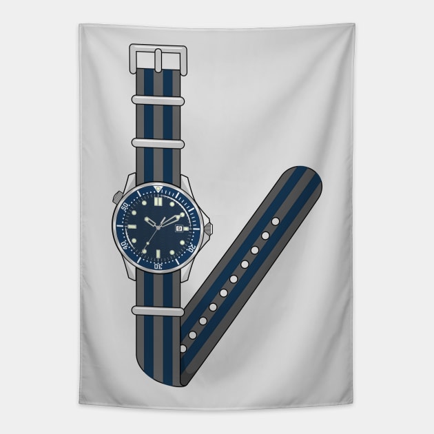 Diver's Watch on Nato Strap Tapestry by HSDESIGNS