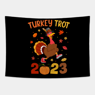 Turkey Trot 2023 Thanksgiving Turkey Running Runner Autumn Tapestry