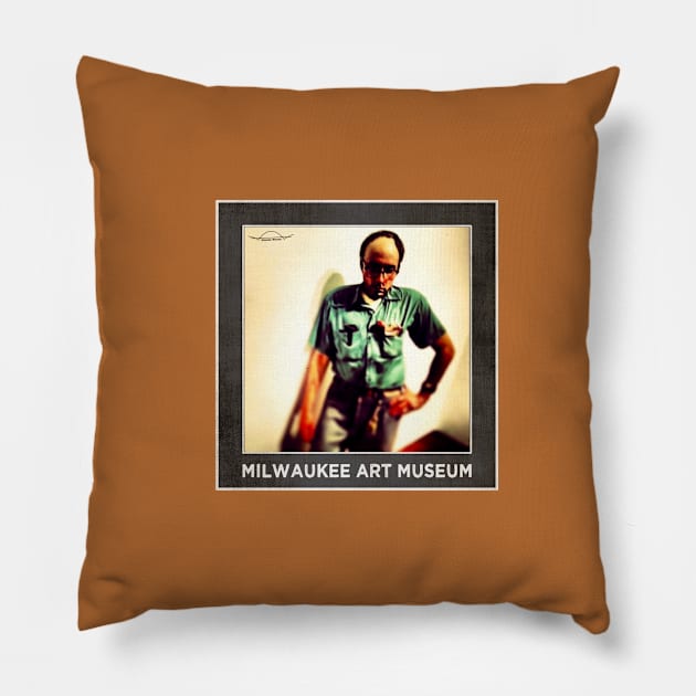 Milwaukee Art Museum Janitor • MKE Calatrava Pillow by The MKE Rhine Maiden