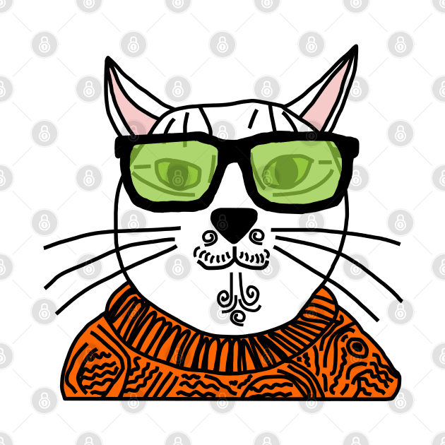 Kitty Cat Hipster by ellenhenryart