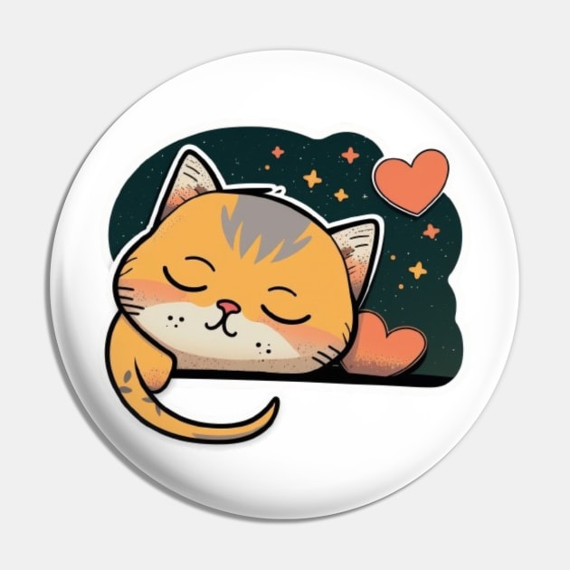 Sleepy Cat Valentine's Day Pin by alanersia