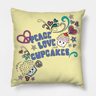 Peace Love and Cupcakes Pillow