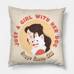 Just a Girl with her dog illustration Pillow