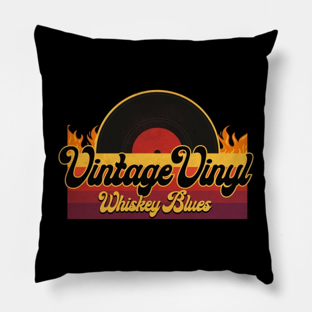 Vintage Vinyl Whiskey Blues Pillow by CTShirts