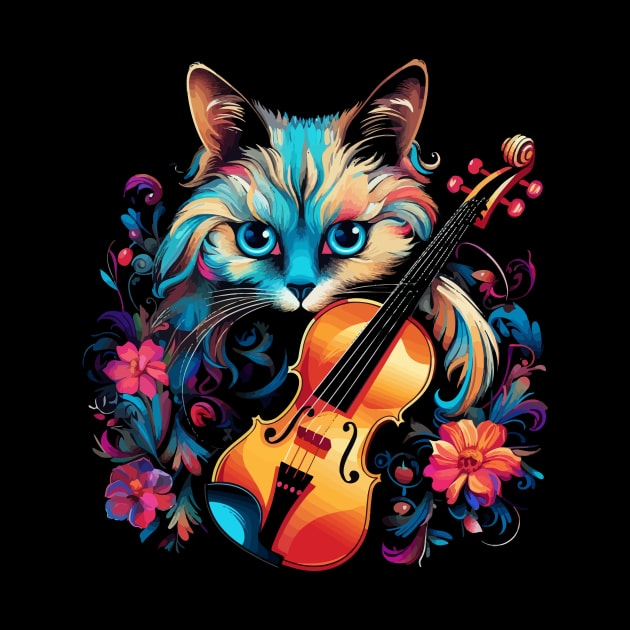 Siamese Cat Playing Violin by JH Mart