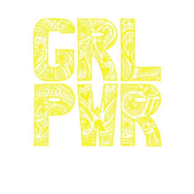 Floral girlpower text in yellow by InkLove