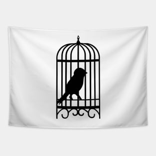 black bird black cage Tapestry