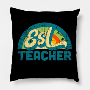 ESL Teacher Souvenir Retro Vintage Distressed Style Pillow