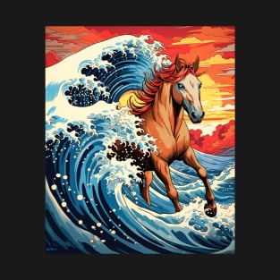 The Great Wave of Horse Funny T-Shirt