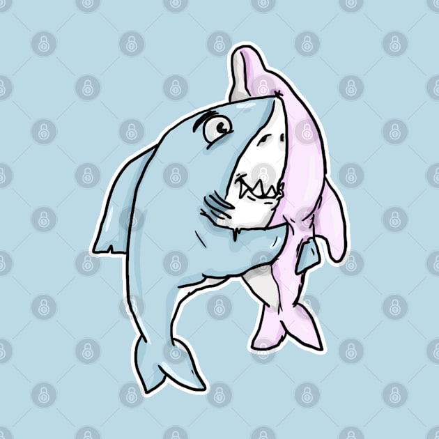 shark hugging a dolphin plush by The_shire_hobbit