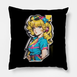 Retro anime girl Pillow