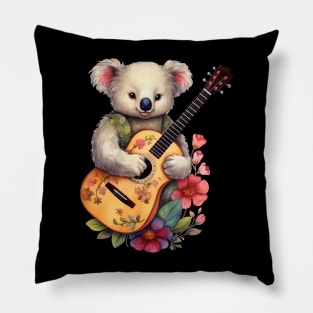 Koala With Acoustic Guitar Pillow