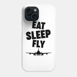 Eat, sleep, fly, reapeat with ariplane black design Phone Case