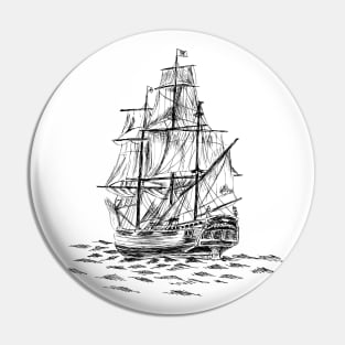 Antique Sailboat Sketch Pin