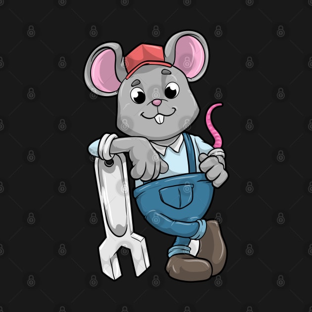 Mouse as Mechanic with Tools and Helmet by Markus Schnabel