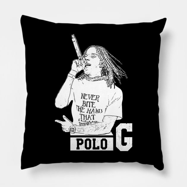 Polo G // Rapper // White retro Pillow by Degiab