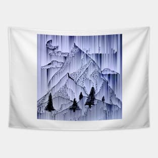 a winter night at the snowed mountains Tapestry