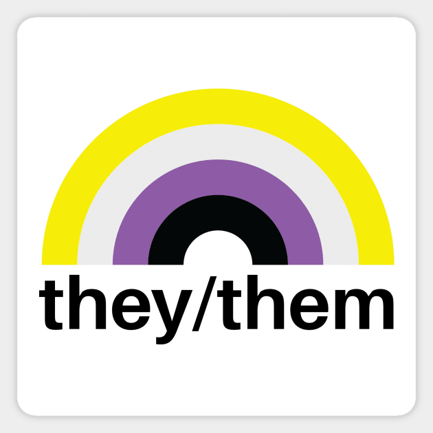They Them Pronoun Rainbow Stickers for Gay Pride, LGBTQ Rainbow
