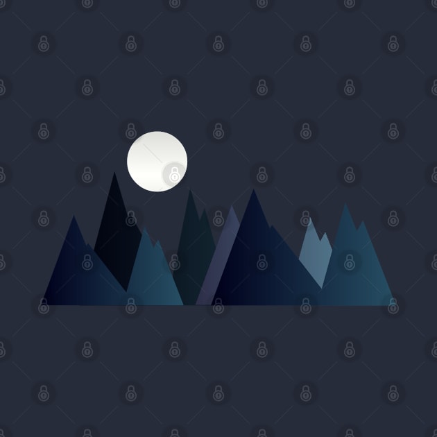 MOON AND MOUNTAINS, GEOMETRIC LANDSCAPE by SAMUEL FORMAS