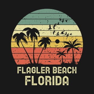 Flagler Beach Florida Retro Vintage Sunset T-Shirt